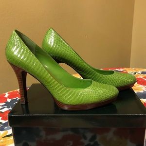 Lauren, Ralph Lauren, Maria, Lime Snakeskin, 10B